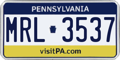 PA license plate MRL3537