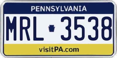 PA license plate MRL3538