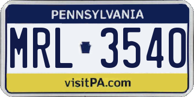PA license plate MRL3540