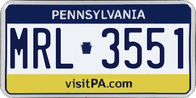 PA license plate MRL3551