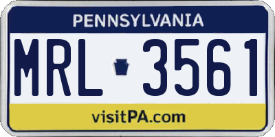 PA license plate MRL3561