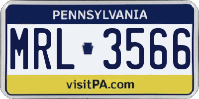 PA license plate MRL3566