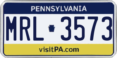 PA license plate MRL3573