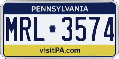 PA license plate MRL3574