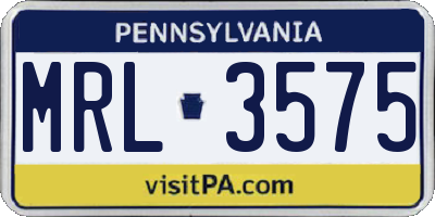 PA license plate MRL3575