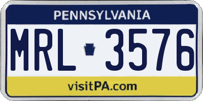 PA license plate MRL3576