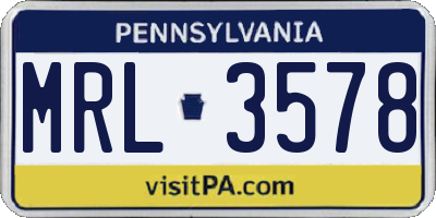 PA license plate MRL3578