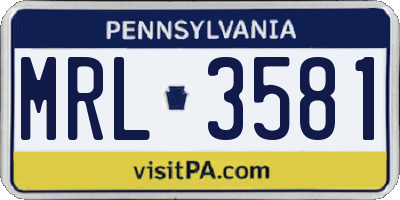 PA license plate MRL3581
