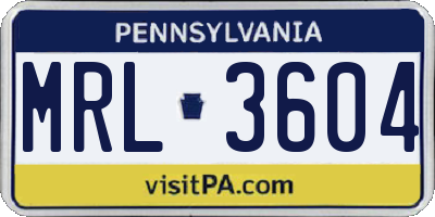 PA license plate MRL3604