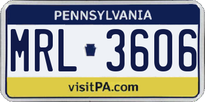 PA license plate MRL3606