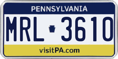 PA license plate MRL3610
