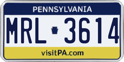 PA license plate MRL3614