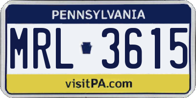 PA license plate MRL3615