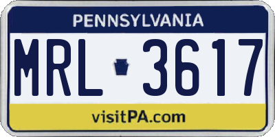 PA license plate MRL3617