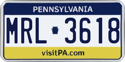 PA license plate MRL3618