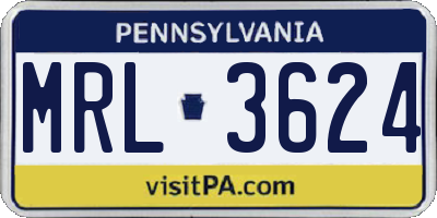 PA license plate MRL3624
