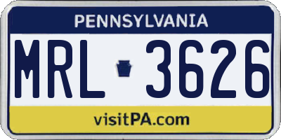 PA license plate MRL3626