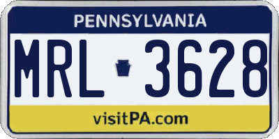 PA license plate MRL3628