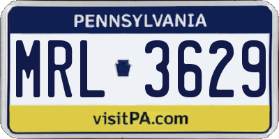 PA license plate MRL3629