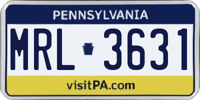 PA license plate MRL3631