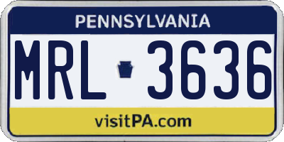 PA license plate MRL3636