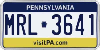PA license plate MRL3641