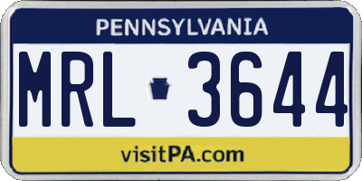 PA license plate MRL3644