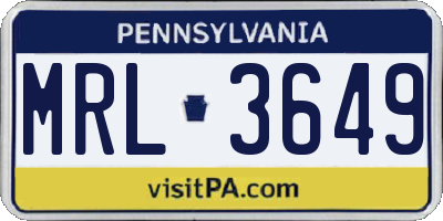 PA license plate MRL3649