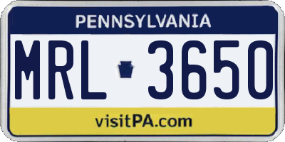 PA license plate MRL3650