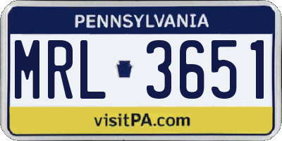 PA license plate MRL3651