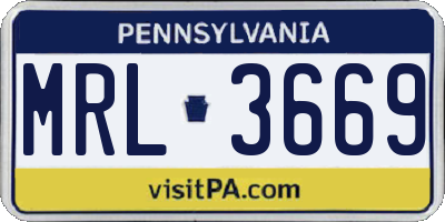 PA license plate MRL3669