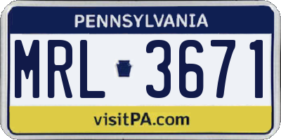PA license plate MRL3671