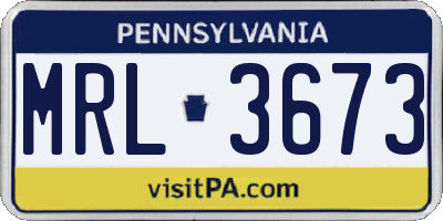 PA license plate MRL3673