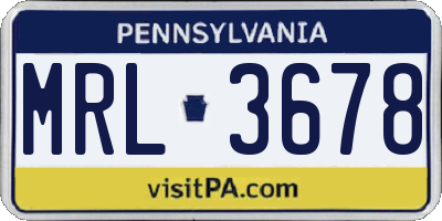 PA license plate MRL3678