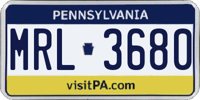 PA license plate MRL3680