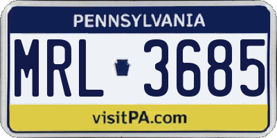 PA license plate MRL3685