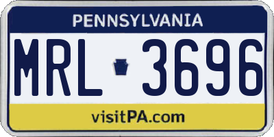 PA license plate MRL3696