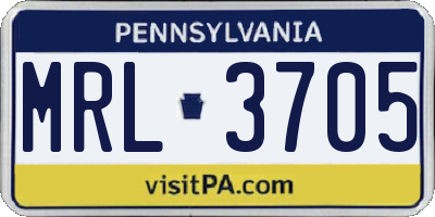 PA license plate MRL3705