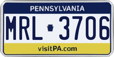 PA license plate MRL3706