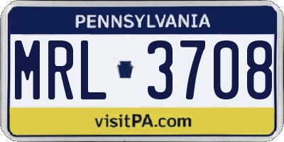 PA license plate MRL3708
