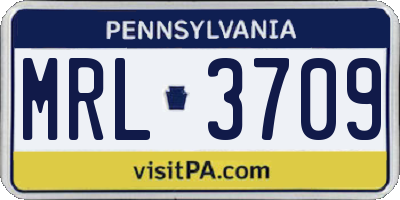 PA license plate MRL3709