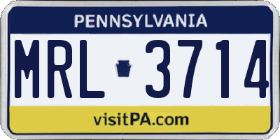 PA license plate MRL3714