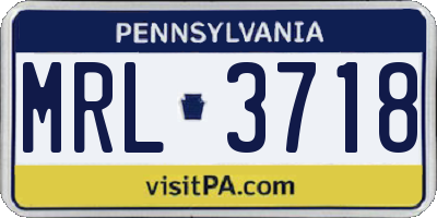 PA license plate MRL3718