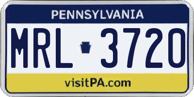 PA license plate MRL3720
