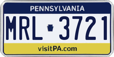 PA license plate MRL3721