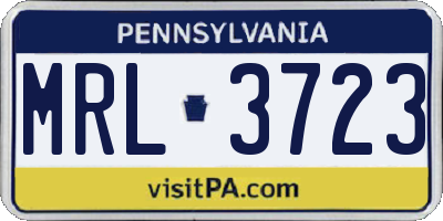 PA license plate MRL3723