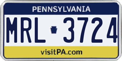 PA license plate MRL3724