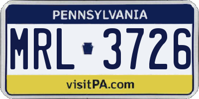 PA license plate MRL3726