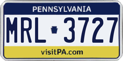 PA license plate MRL3727