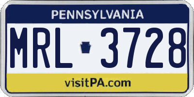 PA license plate MRL3728